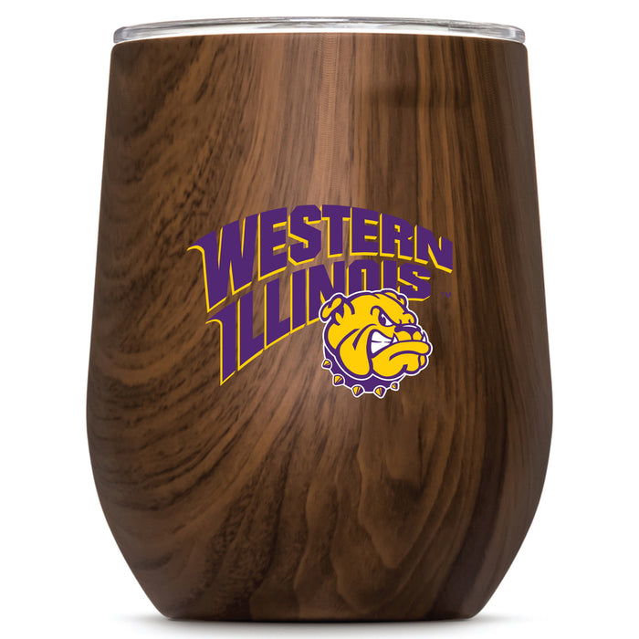 Corkcicle Stemless Wine Glass with Western Illinois University Leathernecks Primary Logo