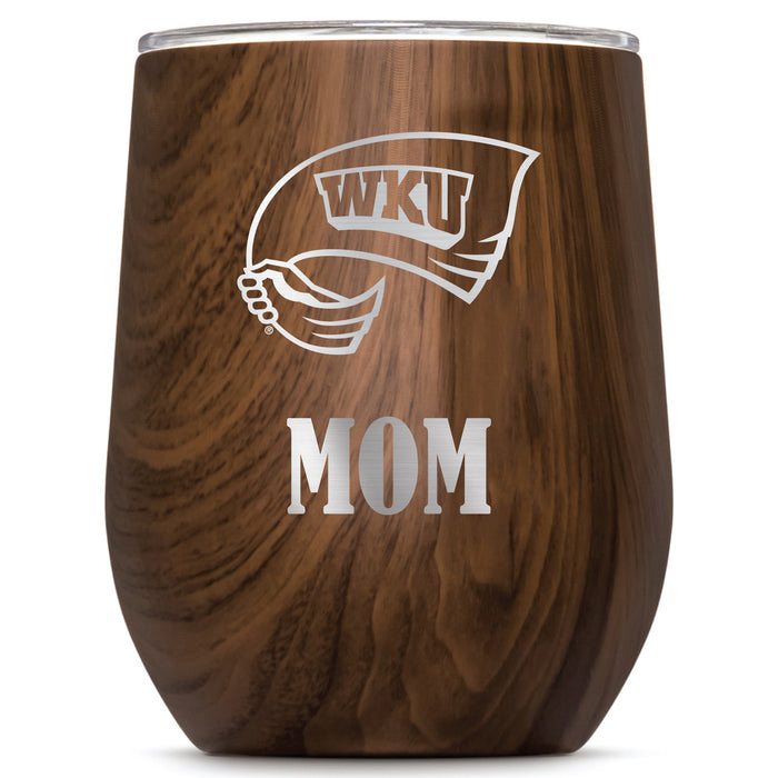 Corkcicle Stemless Wine Glass with Western Kentucky Hilltoppers Mom Primary Logo