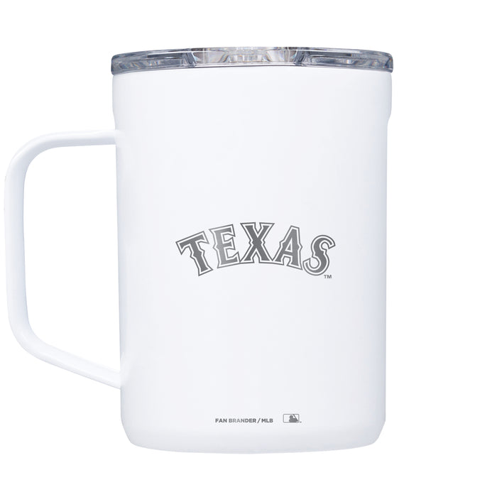 Corkcicle Coffee Mug with Texas Rangers Etched Wordmark Logo
