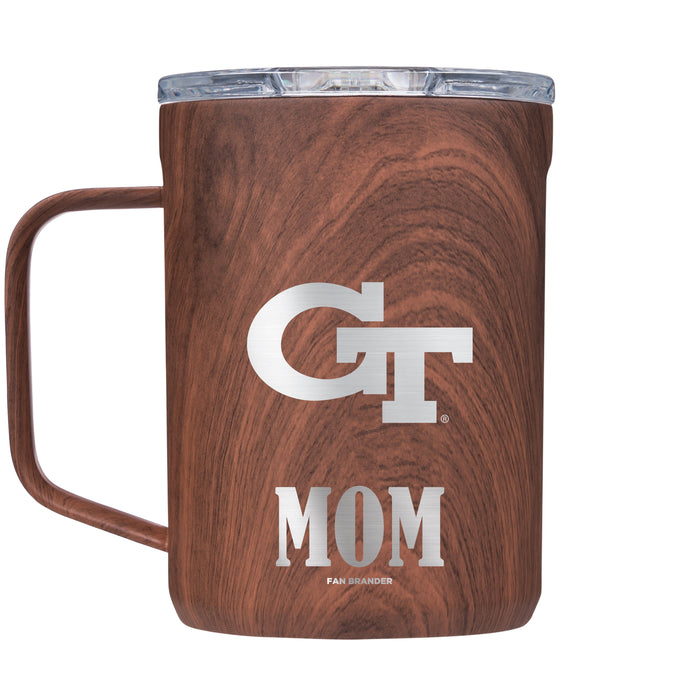 Corkcicle Coffee Mug with Georgia Tech Yellow Jackets Mom and Primary Logo