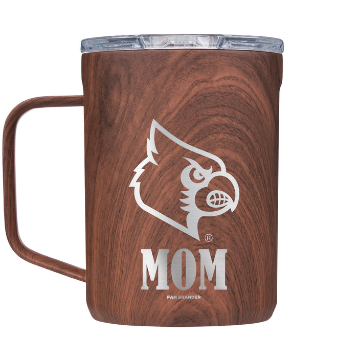 Corkcicle Coffee Mug with Louisville Cardinals Mom and Primary Logo