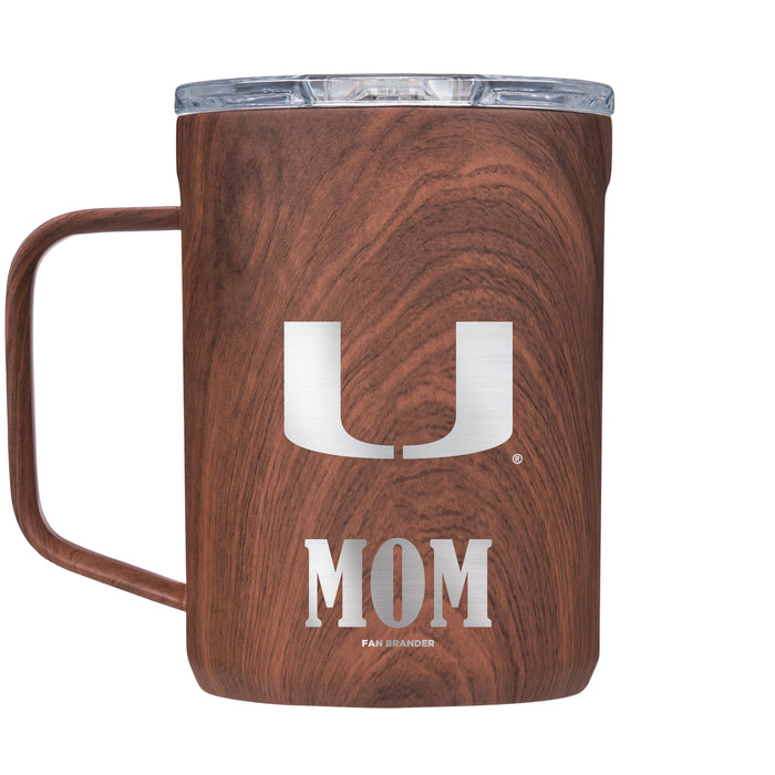 Corkcicle Coffee Mug with Miami Hurricanes Mom and Primary Logo