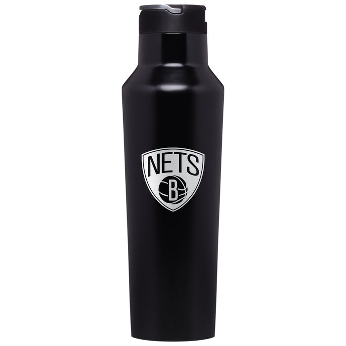 Corkcicle Insulated Canteen Water Bottle with Brooklyn Nets Etched Primary Logo