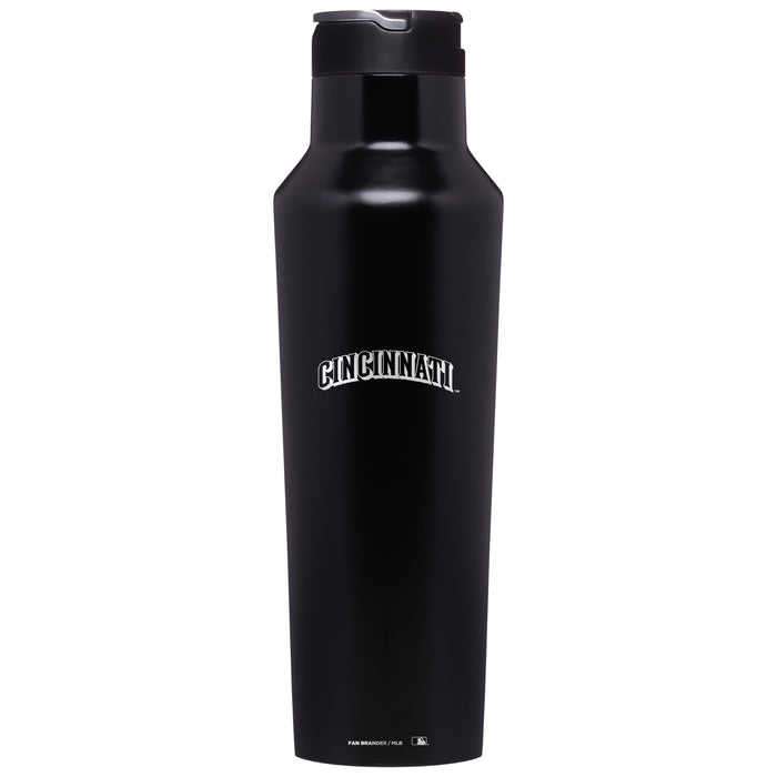 Corkcicle Insulated Canteen Water Bottle with Cincinnati Reds Etched Wordmark Logo