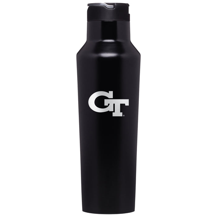 Corkcicle Insulated Sport Canteen Water Bottle with Georgia Tech Yellow Jackets Primary Logo
