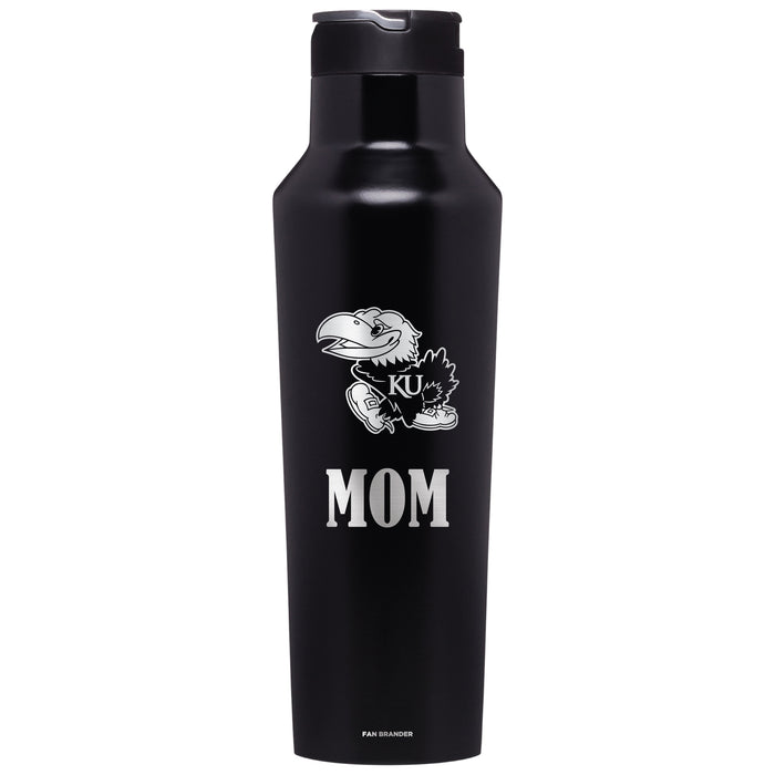 Corkcicle Insulated Canteen Water Bottle with Kansas Jayhawks Mom Primary Logo