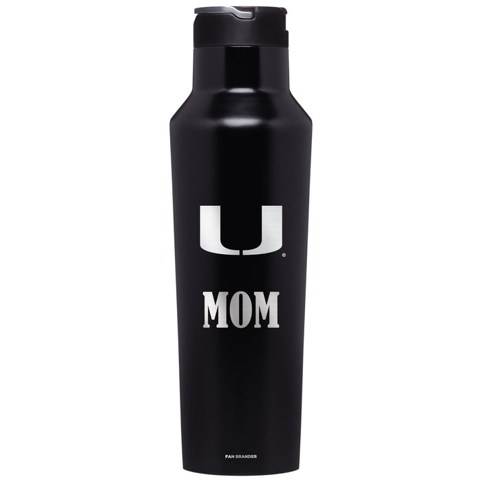 Corkcicle Insulated Canteen Water Bottle with Miami Hurricanes Mom Primary Logo