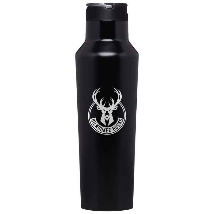 Corkcicle Insulated Canteen Water Bottle with Milwaukee Bucks Etched Primary Logo