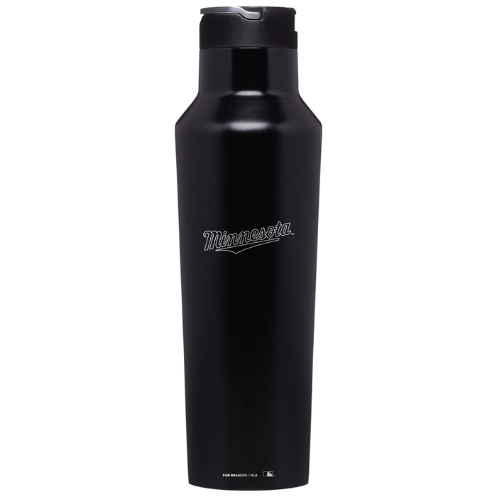 Corkcicle Insulated Canteen Water Bottle with Minnesota Twins Etched Wordmark Logo