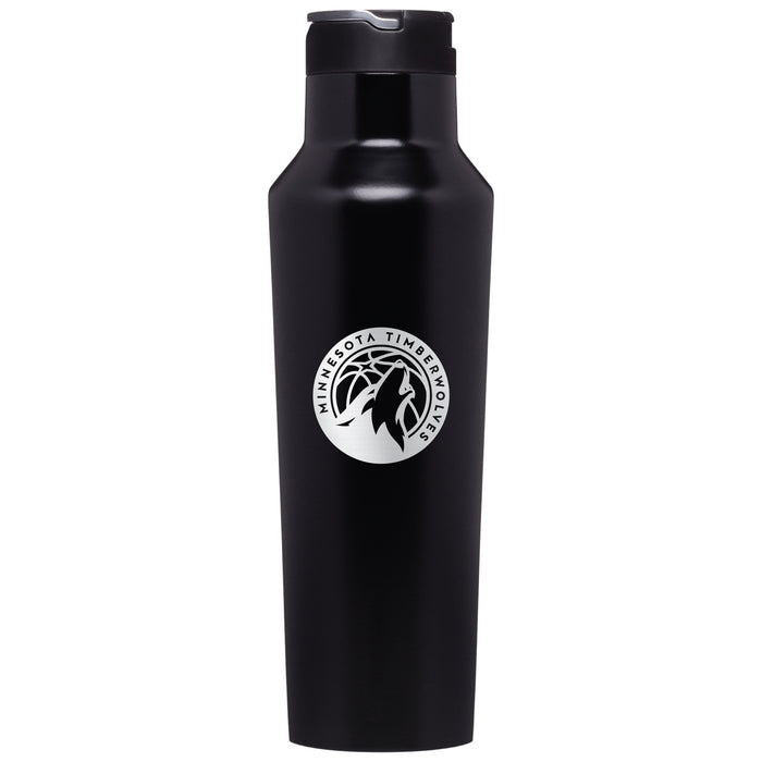 Corkcicle Insulated Canteen Water Bottle with Minnesota Timberwolves Etched Primary Logo