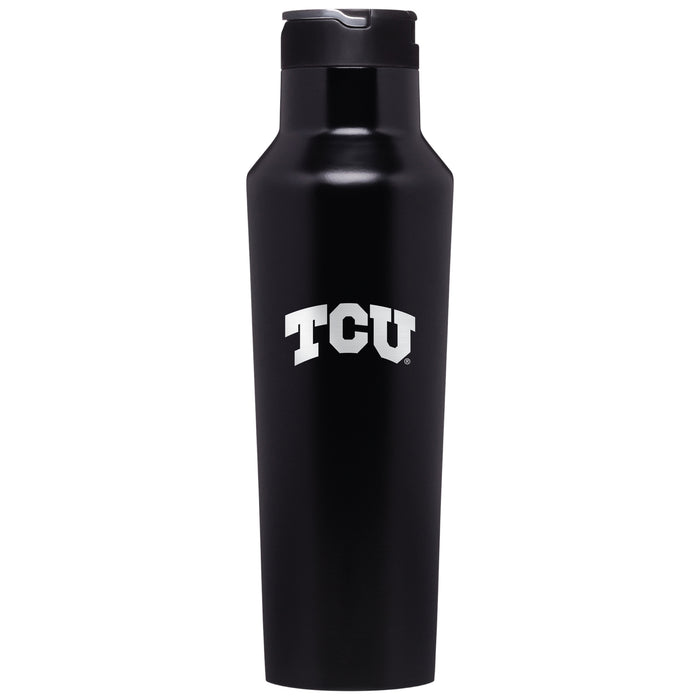 Corkcicle Insulated Sport Canteen Water Bottle with Texas Christian University Horned Frogs Primary Logo