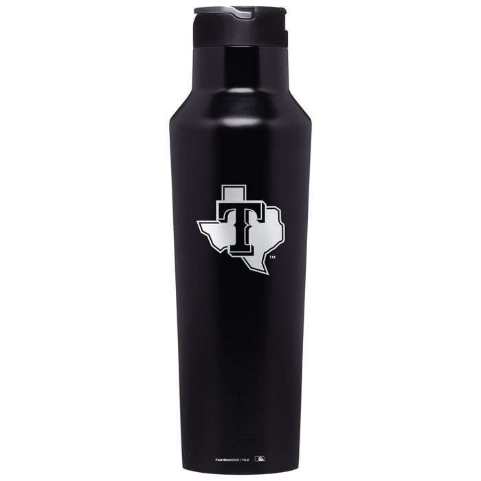 Corkcicle Insulated Canteen Water Bottle with Texas Rangers Etched Secondary Logo