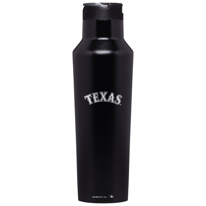 Corkcicle Insulated Canteen Water Bottle with Texas Rangers Etched Wordmark Logo