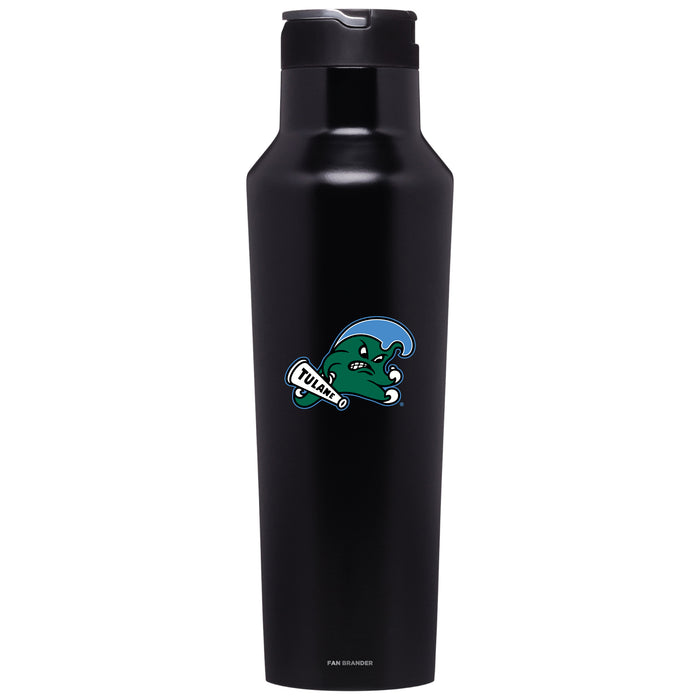 Corkcicle Insulated Canteen Water Bottle with Tulane Green Wave Primary Logo