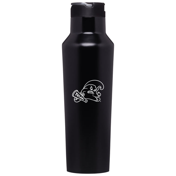 Corkcicle Insulated Canteen Water Bottle with Tulane Green Wave Primary Logo