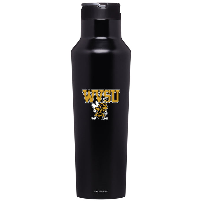 Corkcicle Insulated Canteen Water Bottle with West Virginia State Univ Yellow Jackets Primary Logo