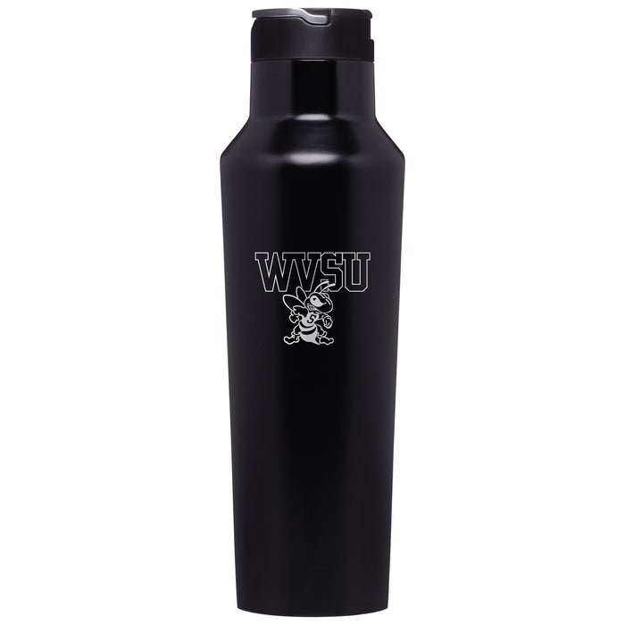 Corkcicle Insulated Sport Canteen Water Bottle with West Virginia State Univ Yellow Jackets Primary Logo