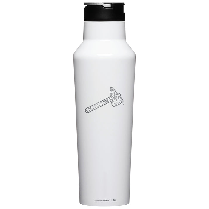 Corkcicle Insulated Canteen Water Bottle with Atlanta Braves Etched Secondary Logo