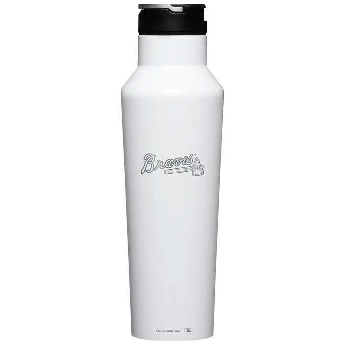 Corkcicle Insulated Canteen Water Bottle with Atlanta Braves Etched Wordmark Logo
