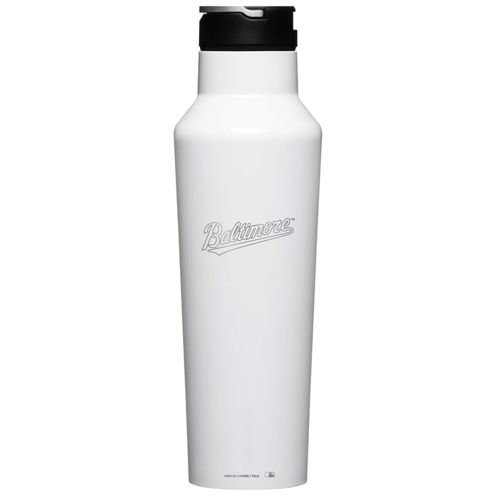Corkcicle Insulated Canteen Water Bottle with Baltimore Orioles Etched Wordmark Logo