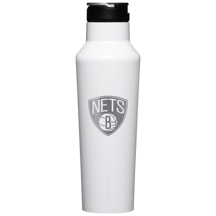 Corkcicle Insulated Canteen Water Bottle with Brooklyn Nets Etched Primary Logo