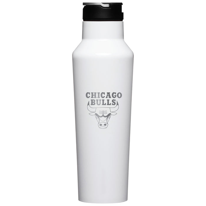 Corkcicle Insulated Canteen Water Bottle with Chicago Bulls Etched Primary Logo