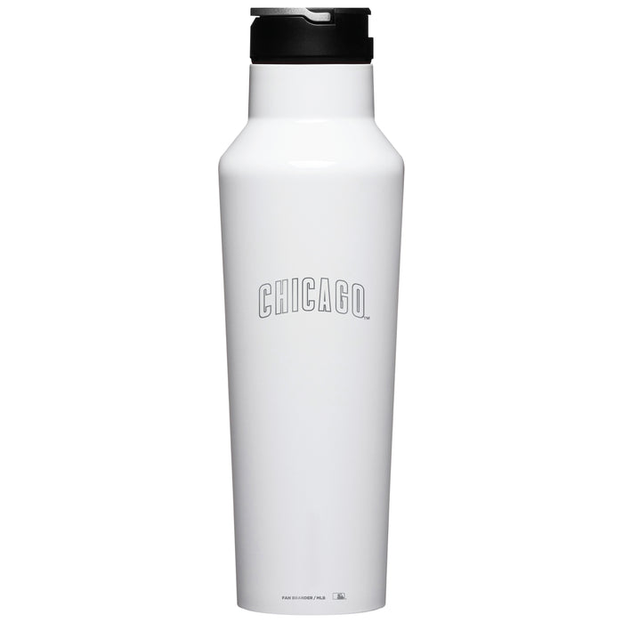 Corkcicle Insulated Canteen Water Bottle with Chicago Cubs Etched Wordmark Logo