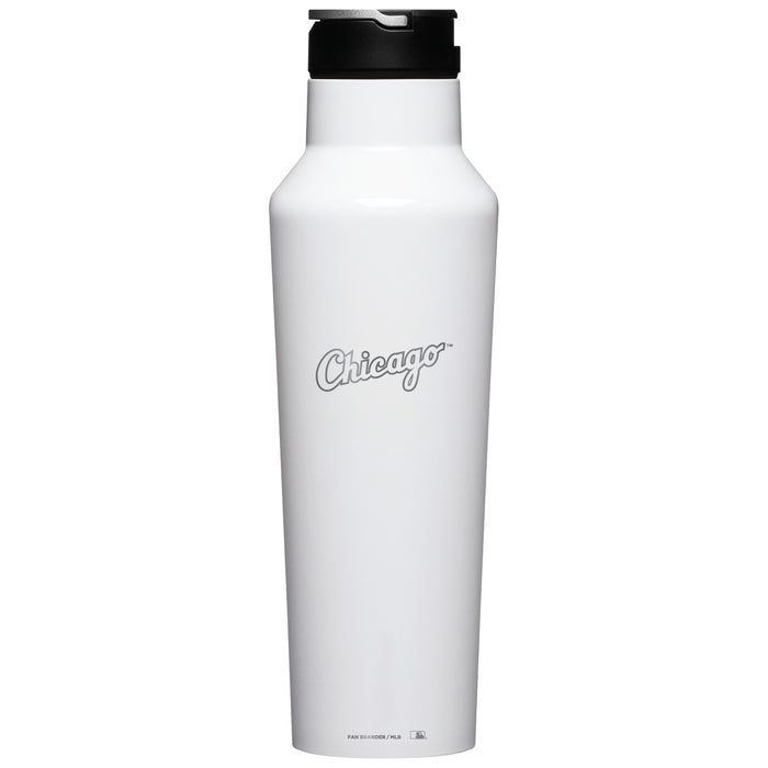 Corkcicle Insulated Canteen Water Bottle with Chicago White Sox Etched Wordmark Logo