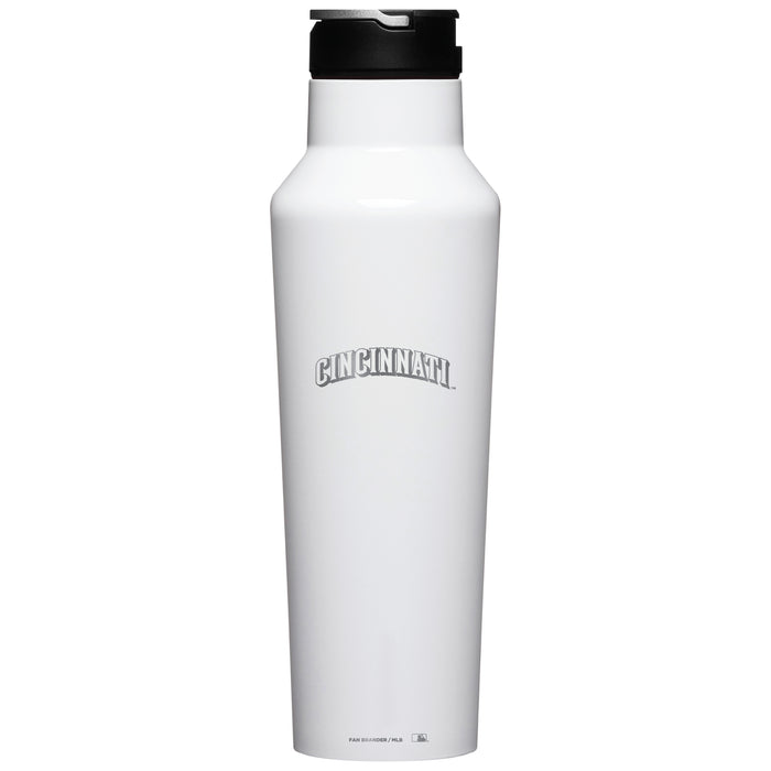 Corkcicle Insulated Canteen Water Bottle with Cincinnati Reds Etched Wordmark Logo