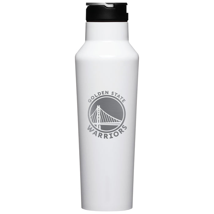 Corkcicle Insulated Canteen Water Bottle with Golden State Warriors Etched Primary Logo