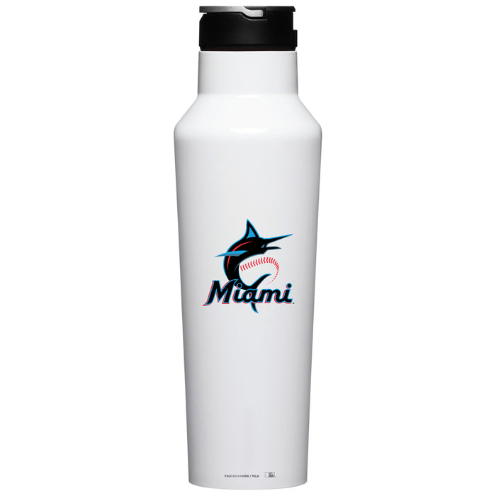 Corkcicle Insulated Canteen Water Bottle with Miami Marlins Primary Logo