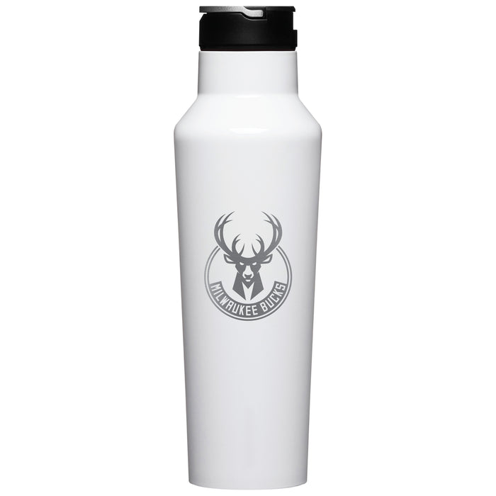 Corkcicle Insulated Canteen Water Bottle with Milwaukee Bucks Etched Primary Logo