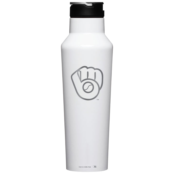 Corkcicle Insulated Canteen Water Bottle with Milwaukee Brewers Etched Secondary Logo