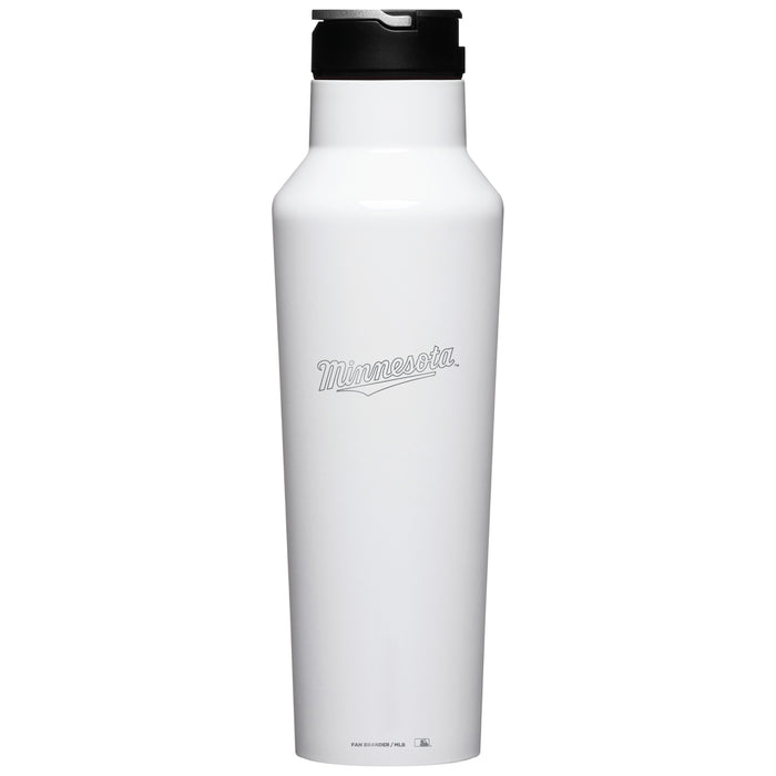 Corkcicle Insulated Canteen Water Bottle with Minnesota Twins Etched Wordmark Logo