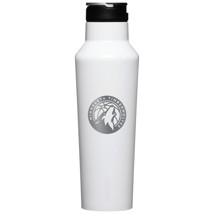 Corkcicle Insulated Canteen Water Bottle with Minnesota Timberwolves Etched Primary Logo