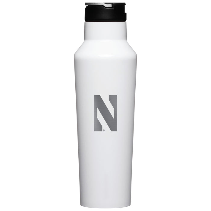 Corkcicle Insulated Sport Canteen Water Bottle with Northwestern Wildcats Primary Logo