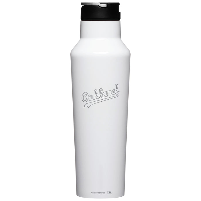 Corkcicle Insulated Canteen Water Bottle with Oakland Athletics Etched Wordmark Logo