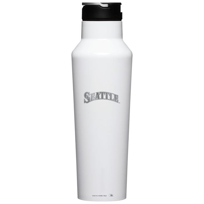 Corkcicle Insulated Canteen Water Bottle with Seattle Mariners Etched Wordmark Logo