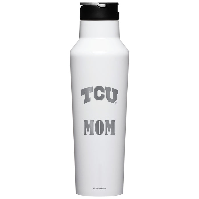 Corkcicle Insulated Canteen Water Bottle with Texas Christian University Horned Frogs Mom Primary Logo