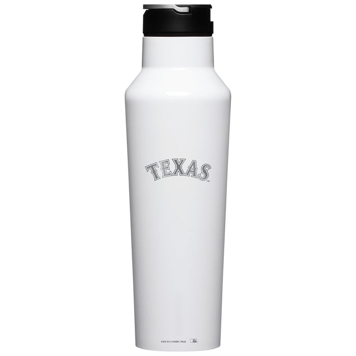 Corkcicle Insulated Canteen Water Bottle with Texas Rangers Etched Wordmark Logo