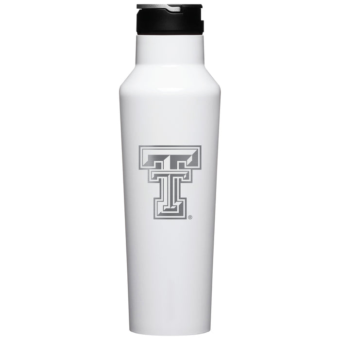 Corkcicle Insulated Sport Canteen Water Bottle with Texas Tech Red Raiders Primary Logo