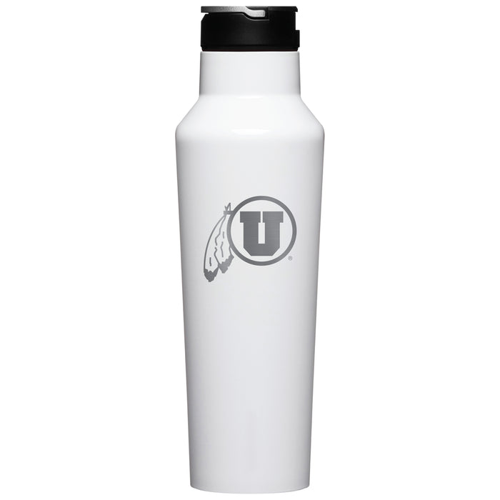 Corkcicle Insulated Sport Canteen Water Bottle with Utah Utes Primary Logo