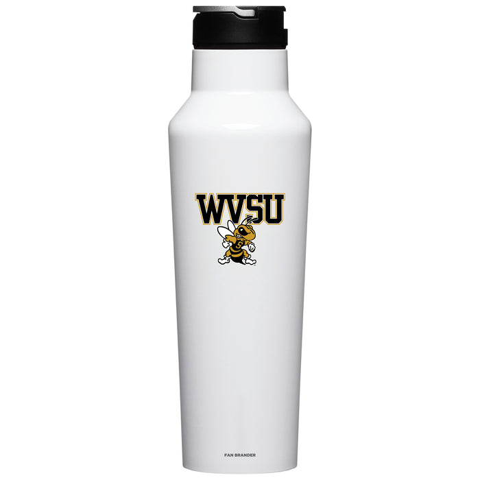 Corkcicle Insulated Canteen Water Bottle with West Virginia State Univ Yellow Jackets Primary Logo