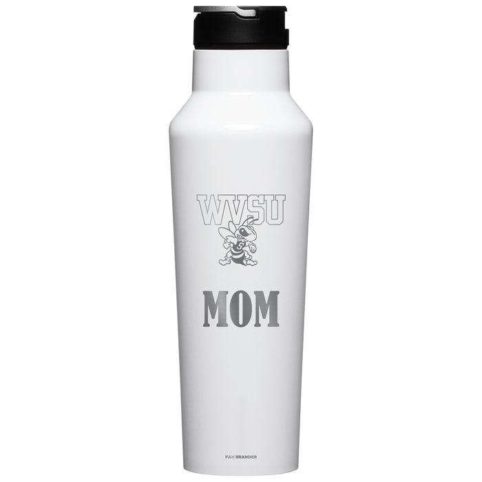 Corkcicle Insulated Canteen Water Bottle with West Virginia State Univ Yellow Jackets Mom Primary Logo
