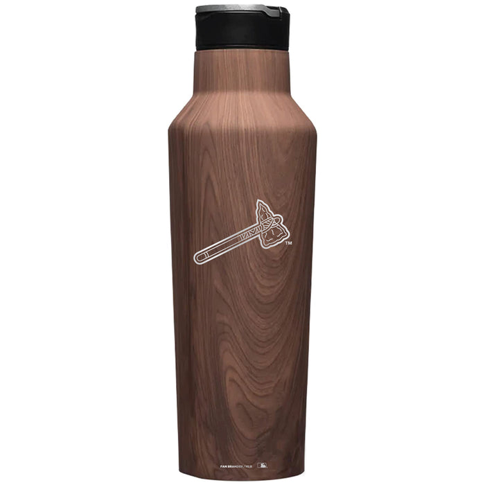 Corkcicle Insulated Canteen Water Bottle with Atlanta Braves Etched Secondary Logo