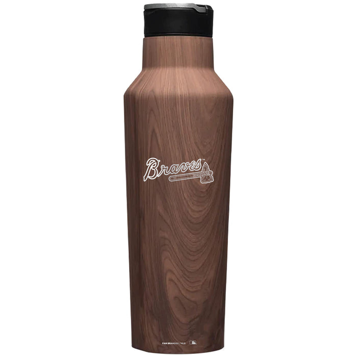 Corkcicle Insulated Canteen Water Bottle with Atlanta Braves Etched Wordmark Logo