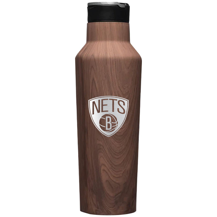 Corkcicle Insulated Canteen Water Bottle with Brooklyn Nets Etched Primary Logo