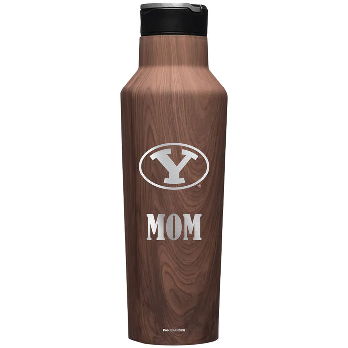 Corkcicle Insulated Canteen Water Bottle with Brigham Young Cougars Mom Primary Logo