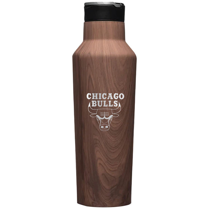 Corkcicle Insulated Canteen Water Bottle with Chicago Bulls Etched Primary Logo