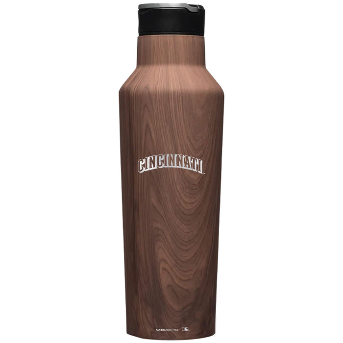 Corkcicle Insulated Canteen Water Bottle with Cincinnati Reds Etched Wordmark Logo